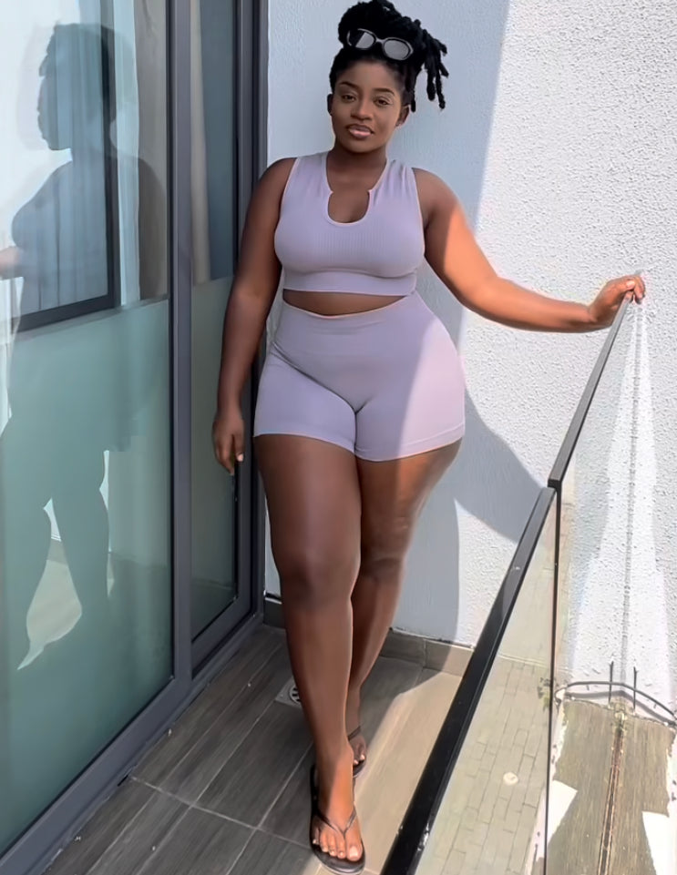Seamless Shorts Co-ord Set in Lavender