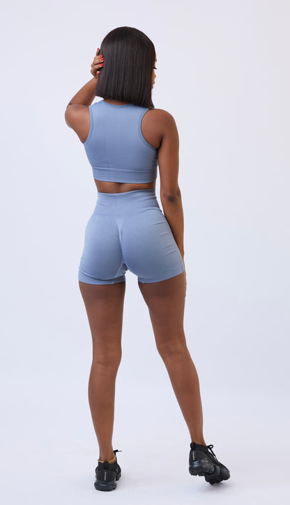 Seamless Shorts Co-ord Set in Blue