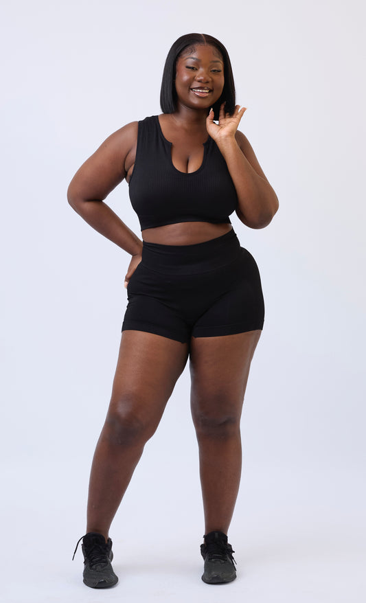 Seamless Shorts Co-ord Set in Black