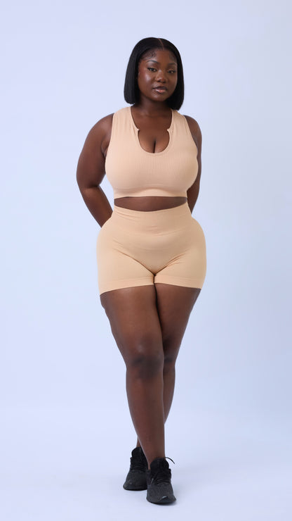 Seamless Shorts Co-ord Set in Nude