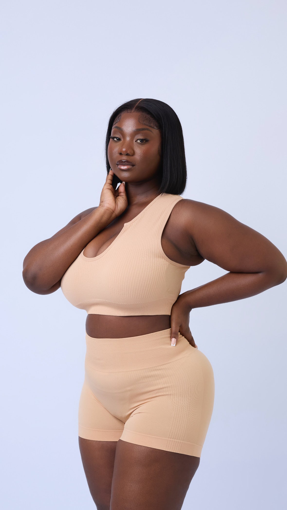 Seamless Shorts Co-ord Set in Nude