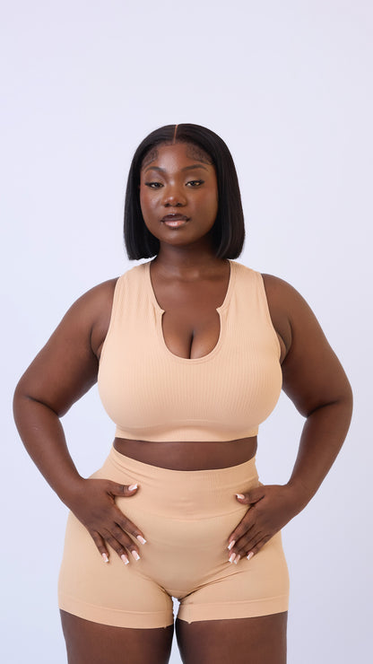 Seamless Shorts Co-ord Set in Nude